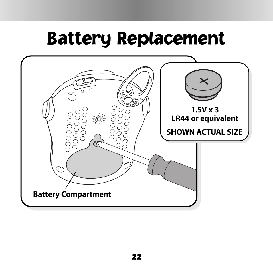 Battery replacement | Fisher-Price DIGITAL PETS C6506 User Manual | Page 22 / 28