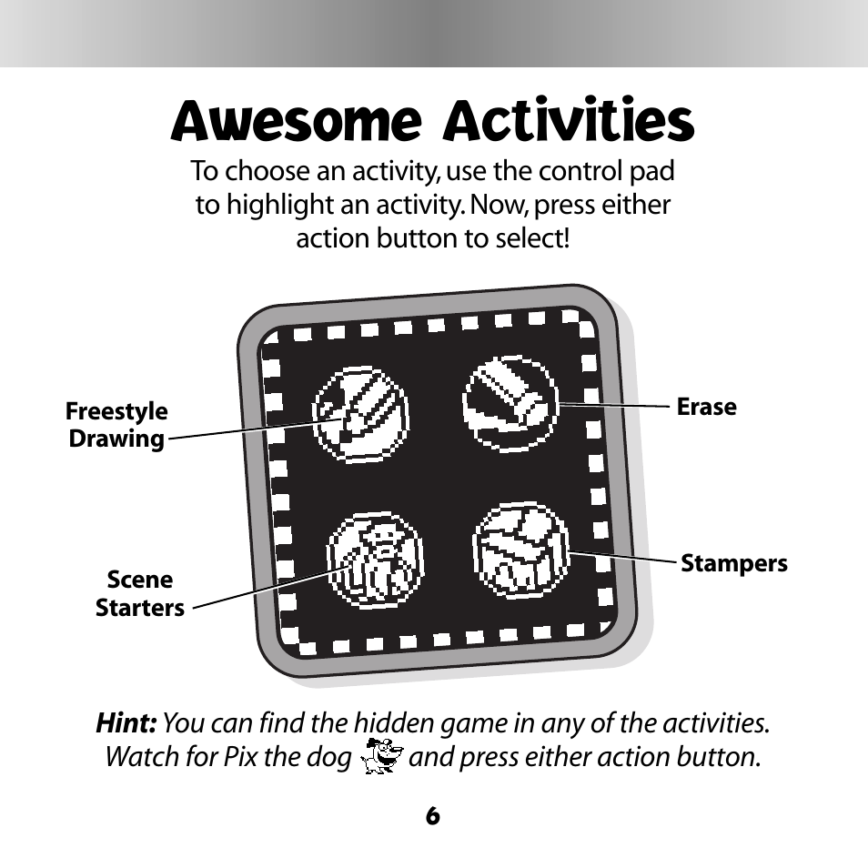 Awesome activities | Fisher-Price DIGITAL PETS C6506 User Manual | Page 6 / 28