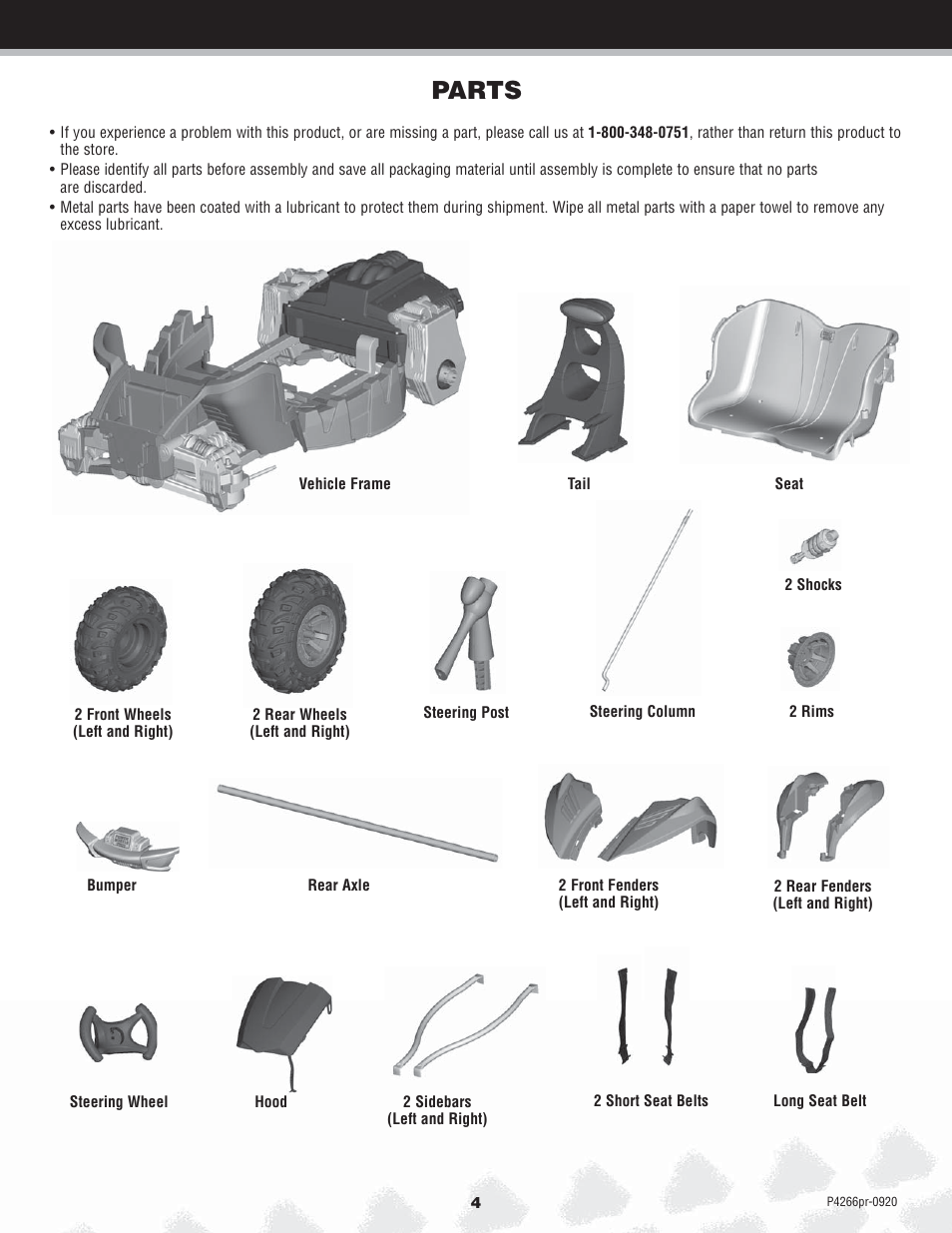 Parts | Fisher-Price P4266 User Manual | Page 4 / 28