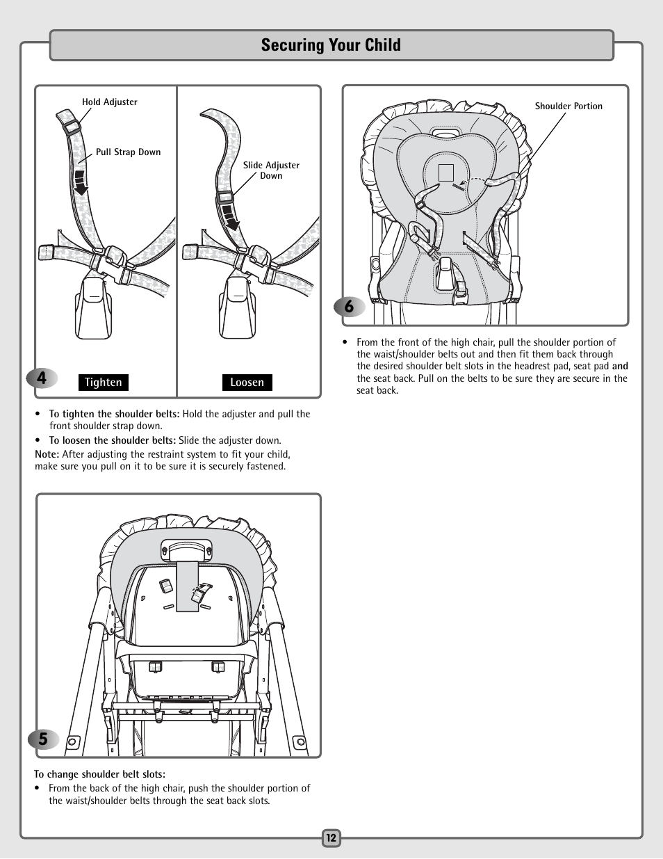 Securing your child 4 | Fisher-Price H4790 User Manual | Page 12 / 16