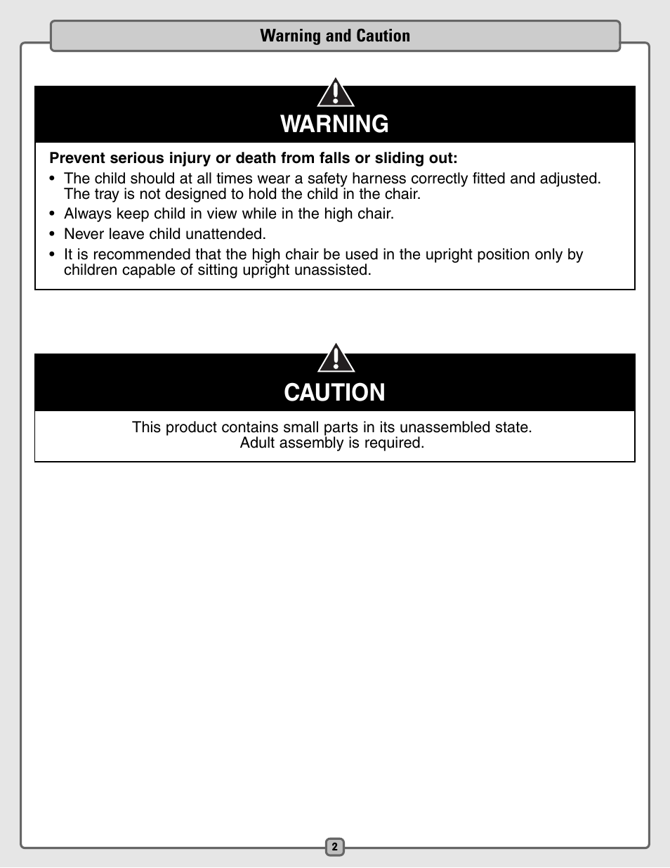 Warning, Caution | Fisher-Price H4790 User Manual | Page 2 / 16
