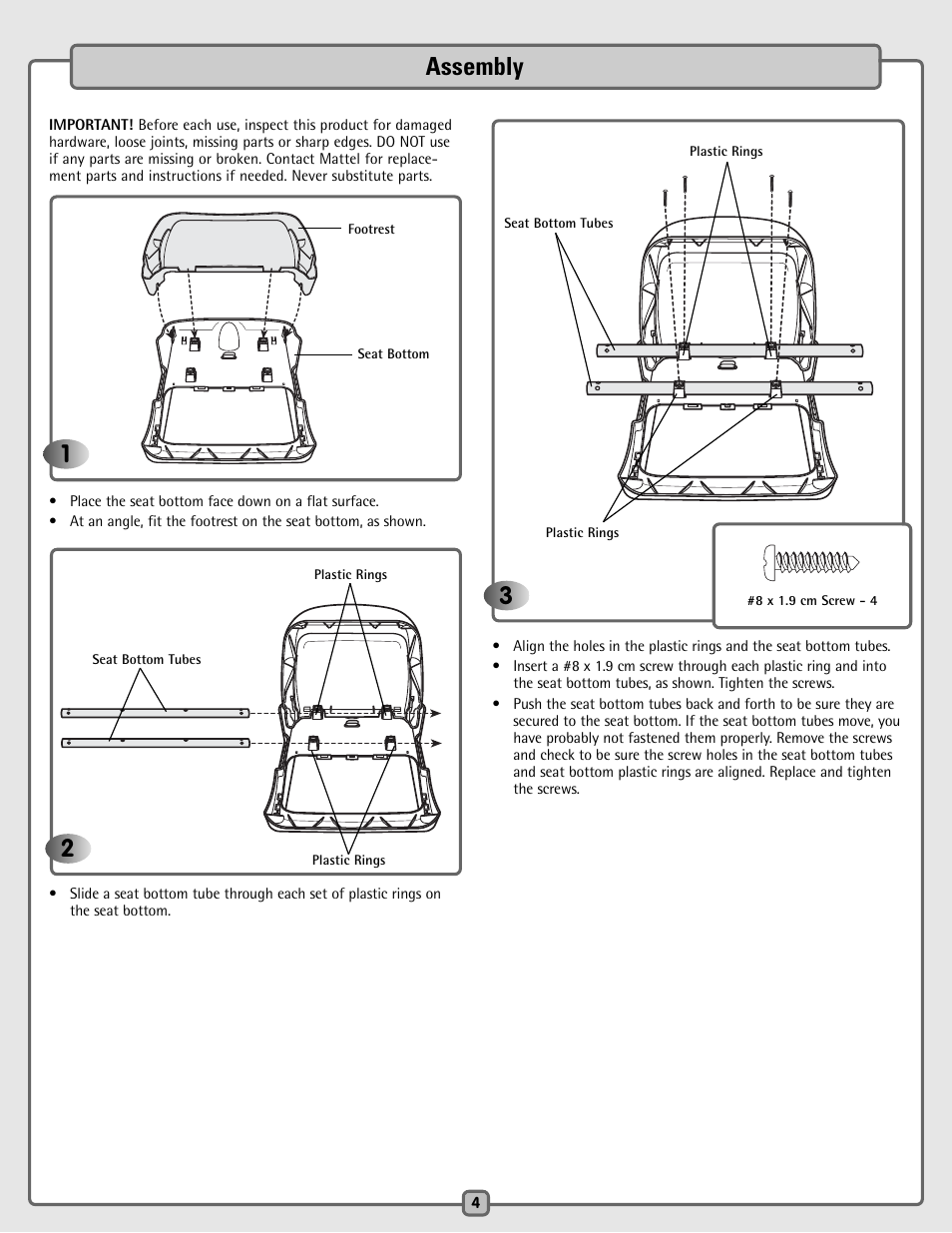 Assembly | Fisher-Price H4790 User Manual | Page 4 / 16