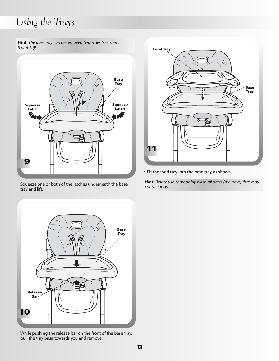 Using the trays | Fisher-Price B8866 User Manual | Page 13 / 16