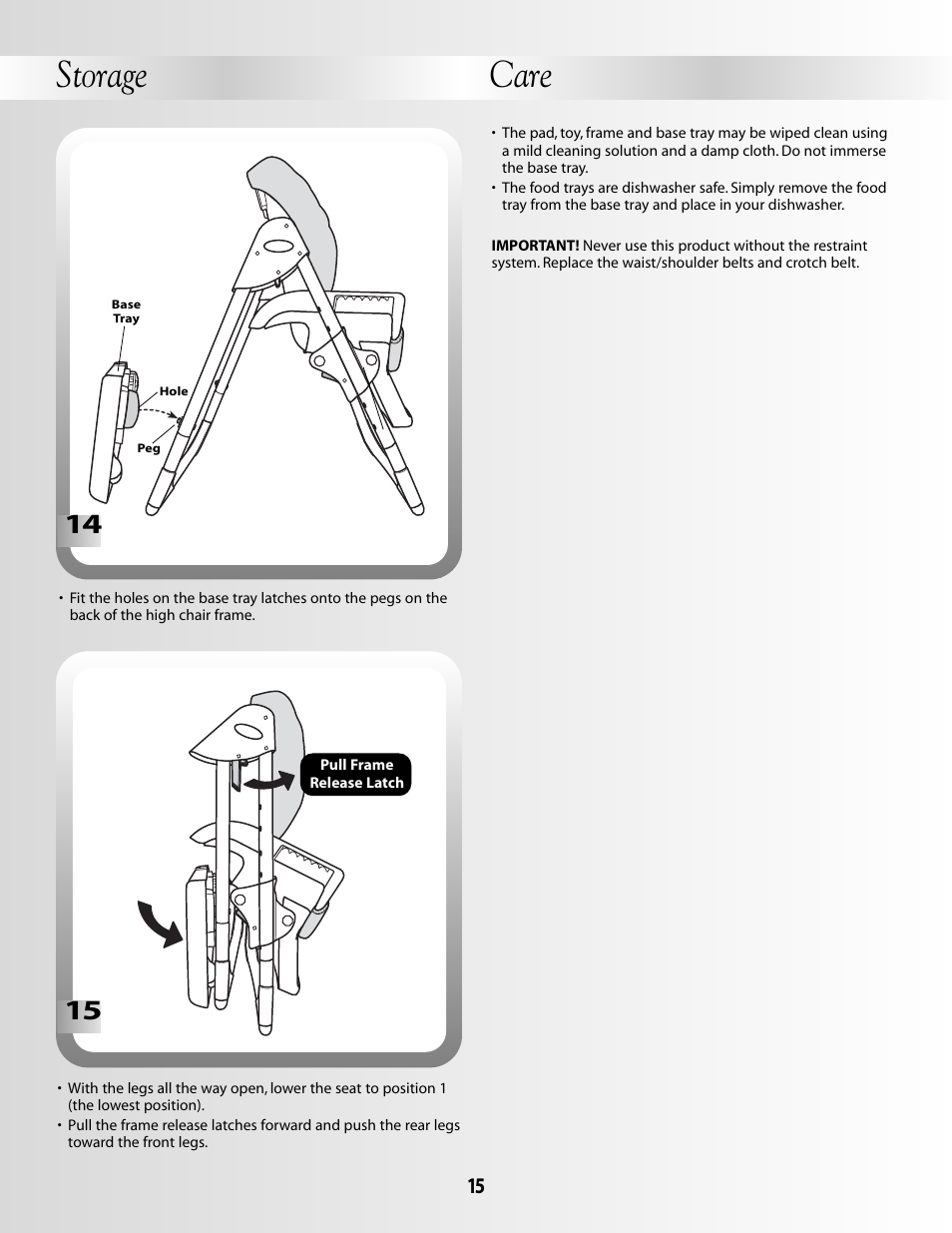 Storage, Care | Fisher-Price B8866 User Manual | Page 15 / 16