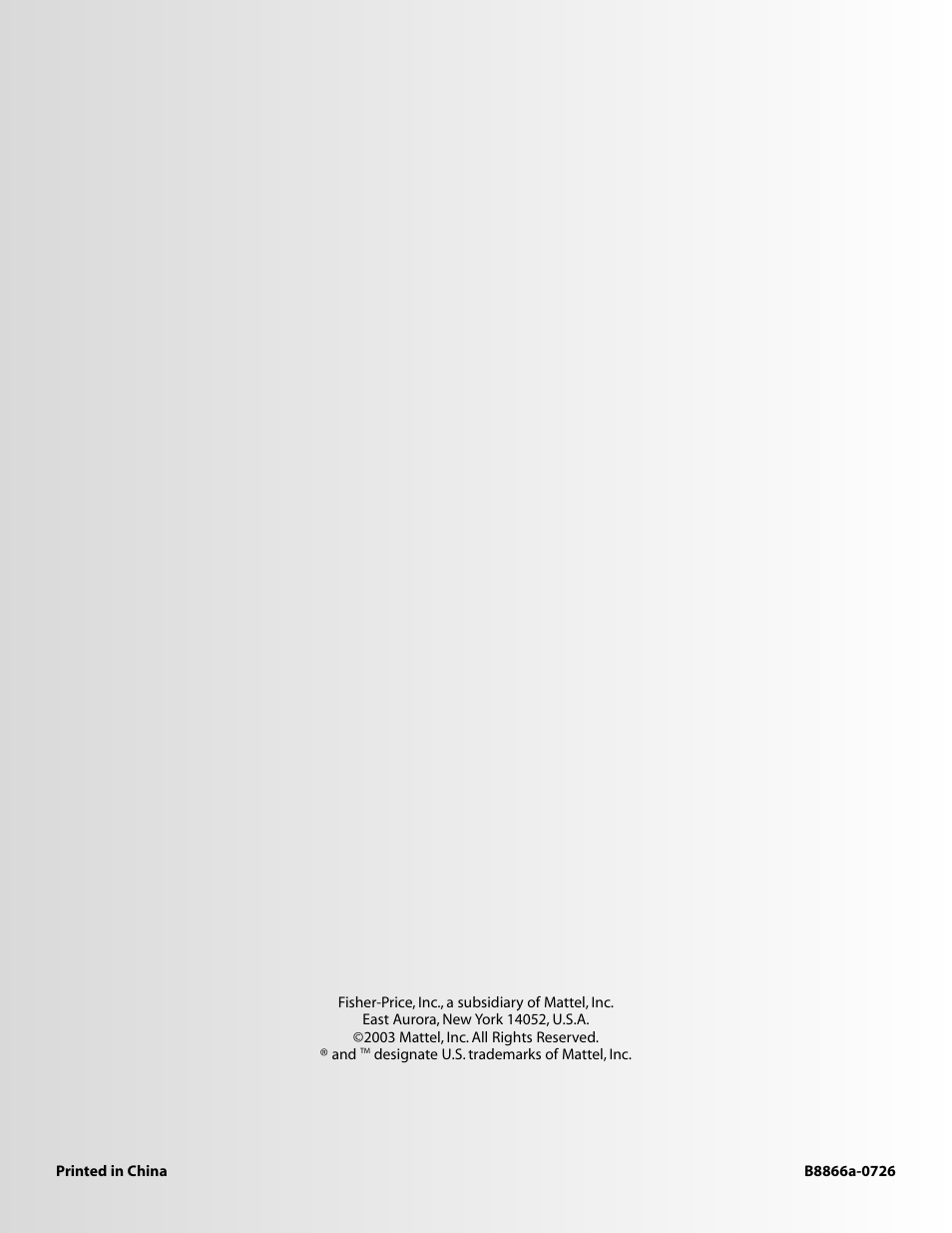 Fisher-Price B8866 User Manual | Page 16 / 16