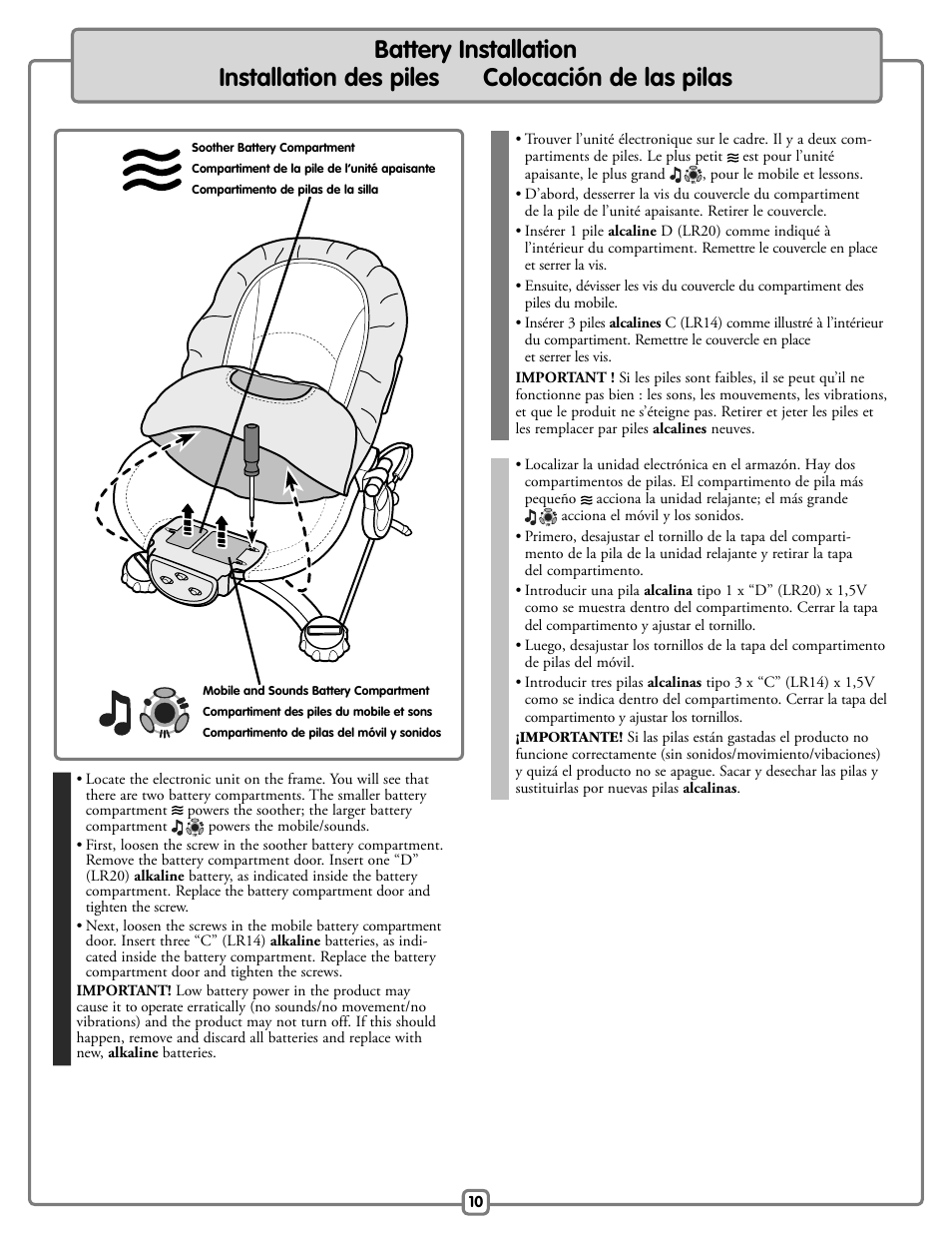 Fisher-Price Baby Bouncer H9479 User Manual | Page 10 / 20