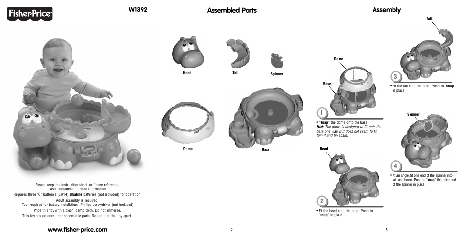 Fisher-Price HEAD SPINNERTAIL W1392 User Manual | 2 pages