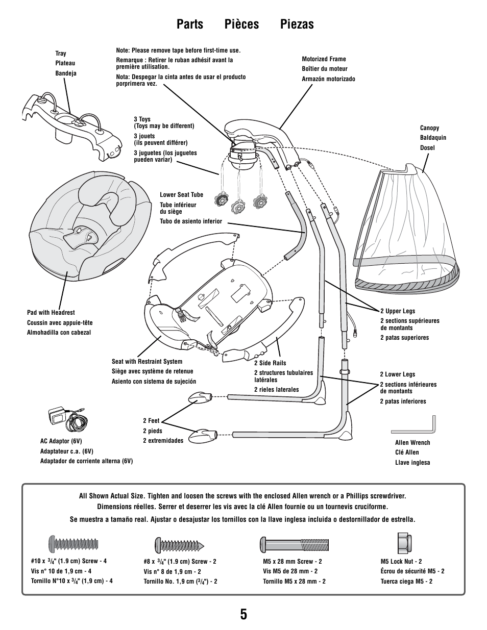 Parts pièces piezas | Fisher-Price P2255 User Manual | Page 5 / 20