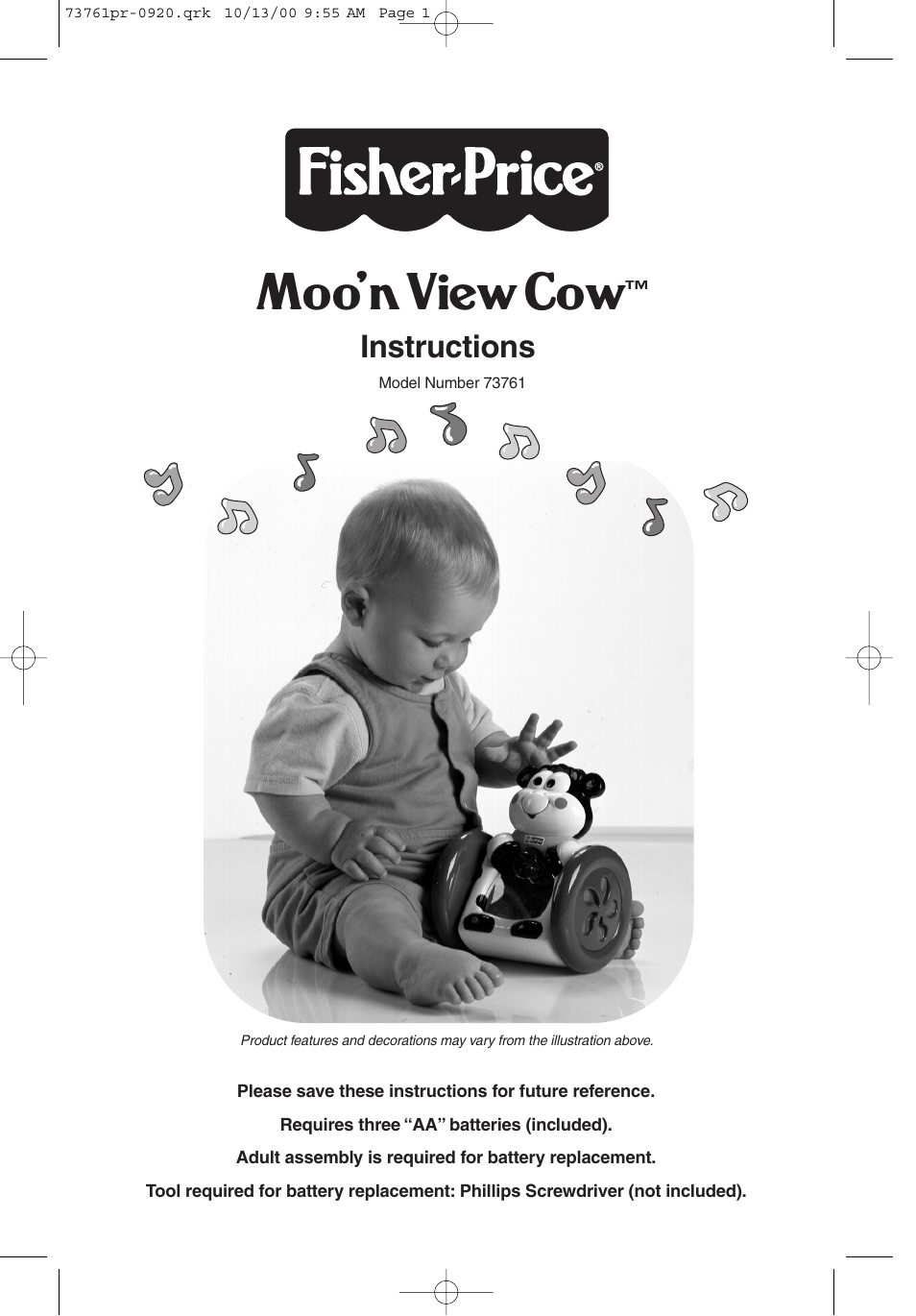 Fisher-Price MOO'N VIEW COW 73761 User Manual | 4 pages