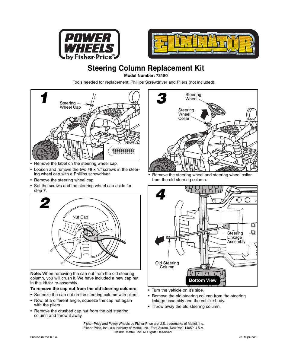 Fisher-Price ELIMINATOR 73180 User Manual | 2 pages