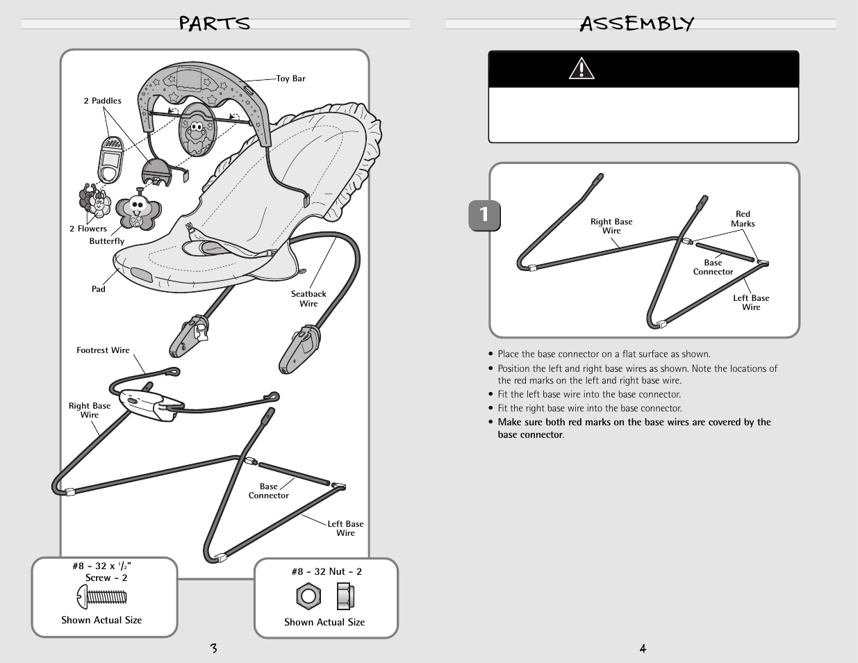 Caution, Parts, Assembly | Fisher-Price 79008 User Manual | Page 2 / 8