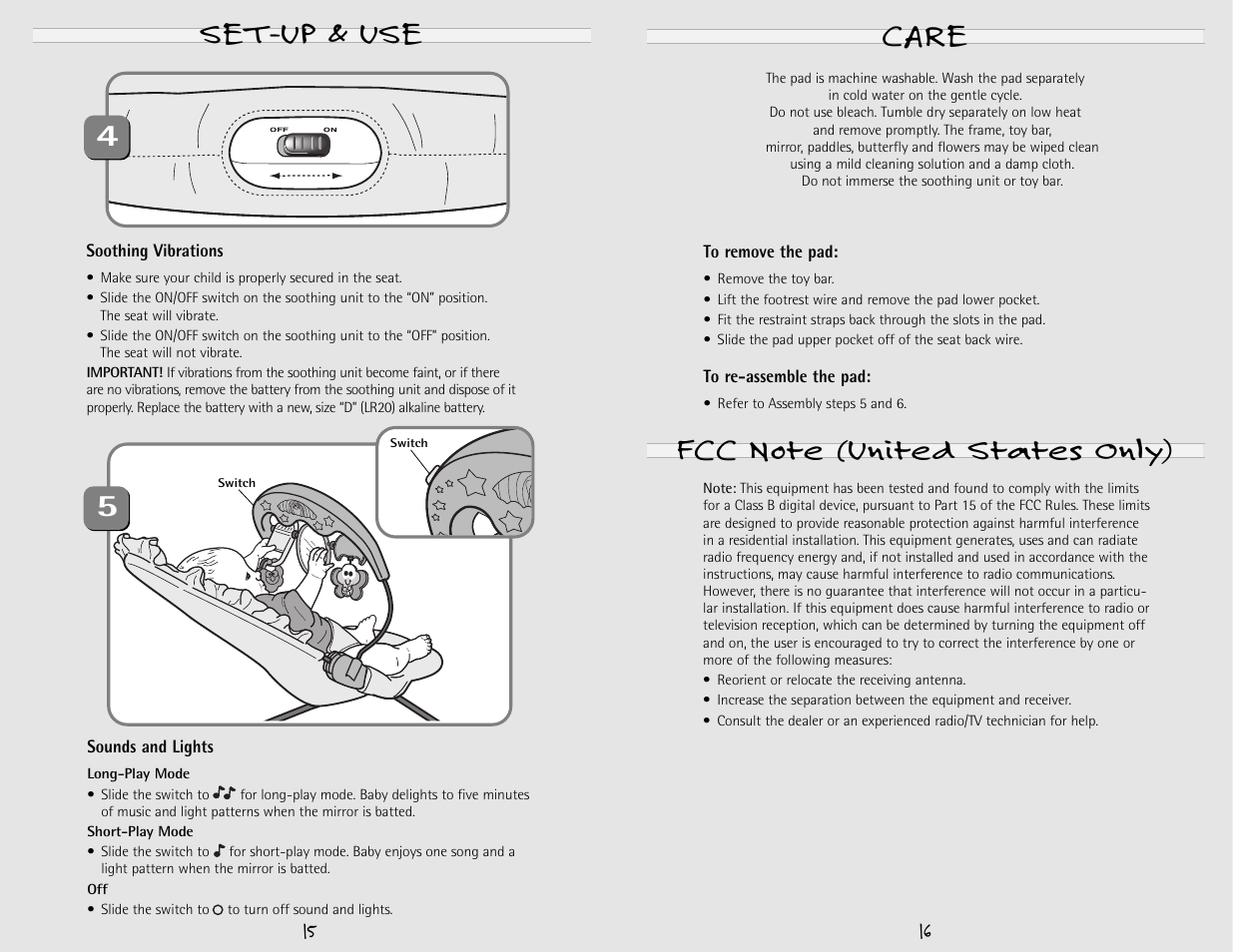 Set-up & use 5 | Fisher-Price 79008 User Manual | Page 8 / 8