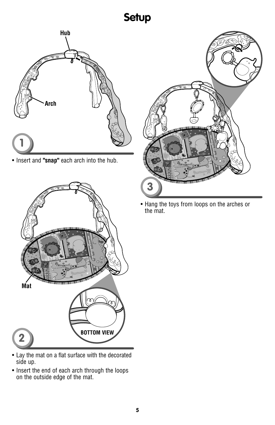 Setup 11 | Fisher-Price OVERHEAD GYM W0128 User Manual | Page 5 / 6