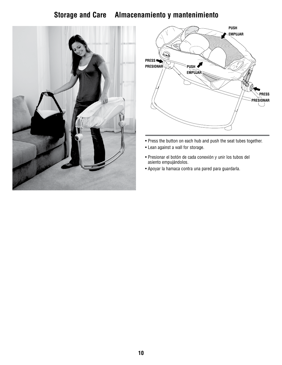 Storage and care almacenamiento y mantenimiento | Fisher-Price W9443 User Manual | Page 10 / 12