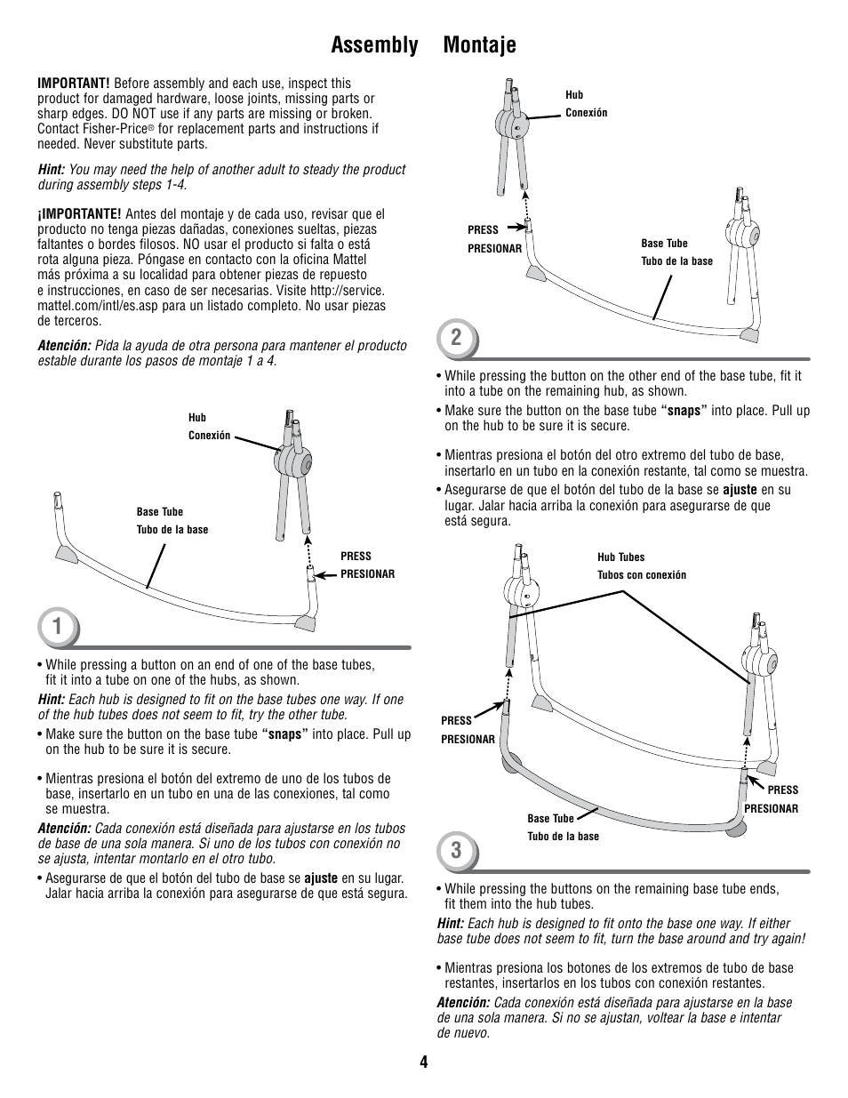 2assembly montaje | Fisher-Price W9443 User Manual | Page 4 / 12