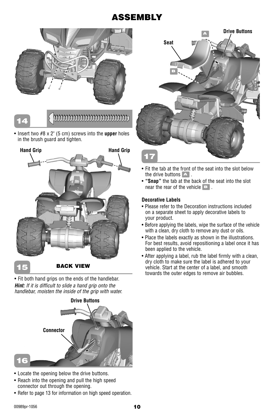 Assembly | Fisher-Price W554 User Manual | Page 10 / 20