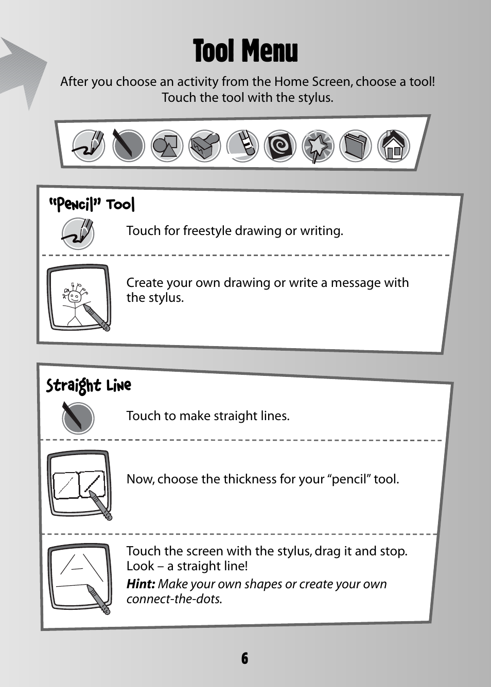 Tool menu | Fisher-Price 73974B-0920 User Manual | Page 6 / 16