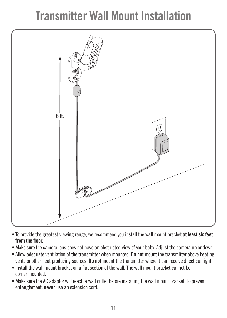 Transmitter wall mount installation | Fisher-Price N9326 User Manual | Page 11 / 32