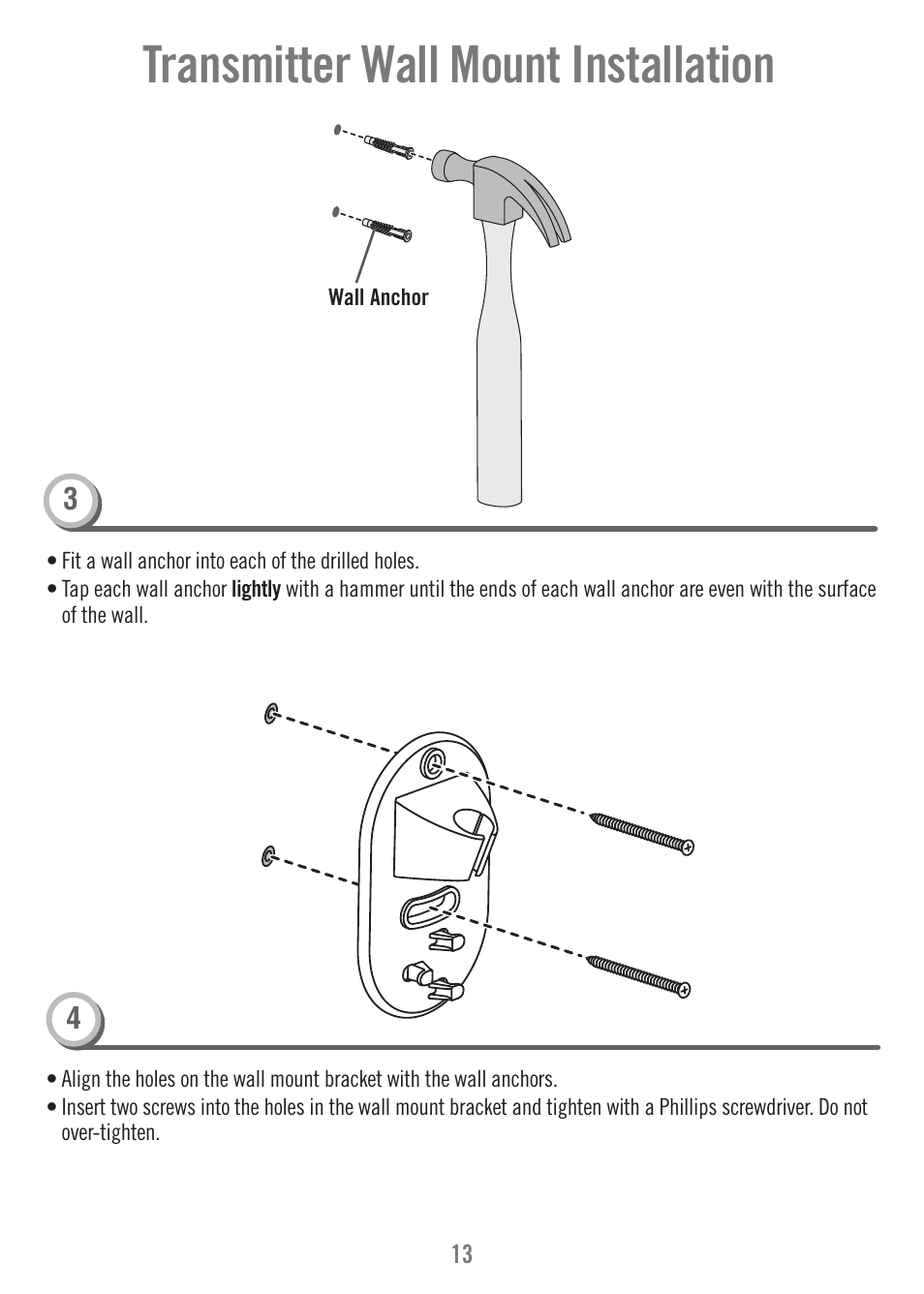 Transmitter wall mount installation | Fisher-Price N9326 User Manual | Page 13 / 32