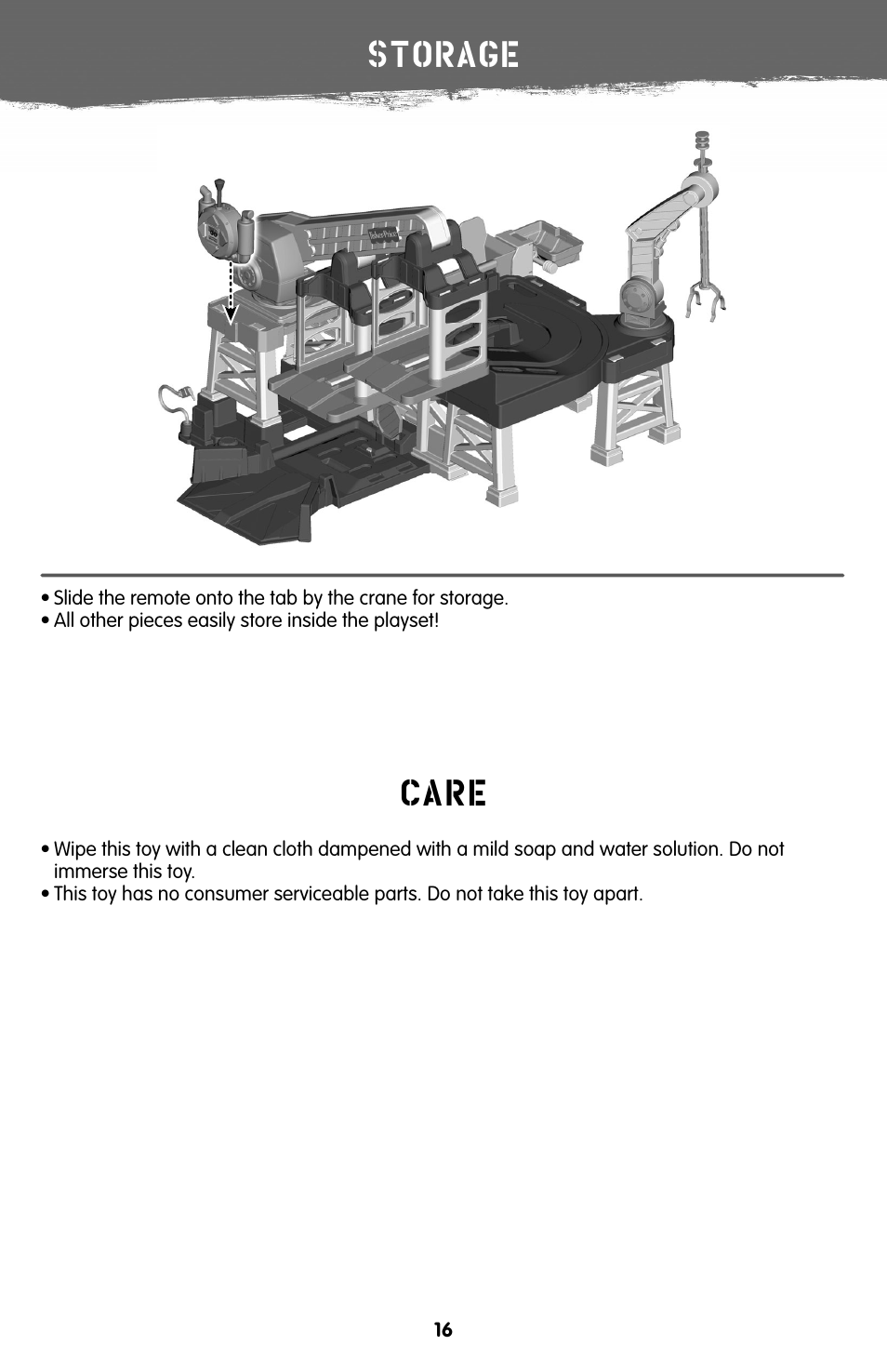Storage care | Fisher-Price V7310 User Manual | Page 16 / 16