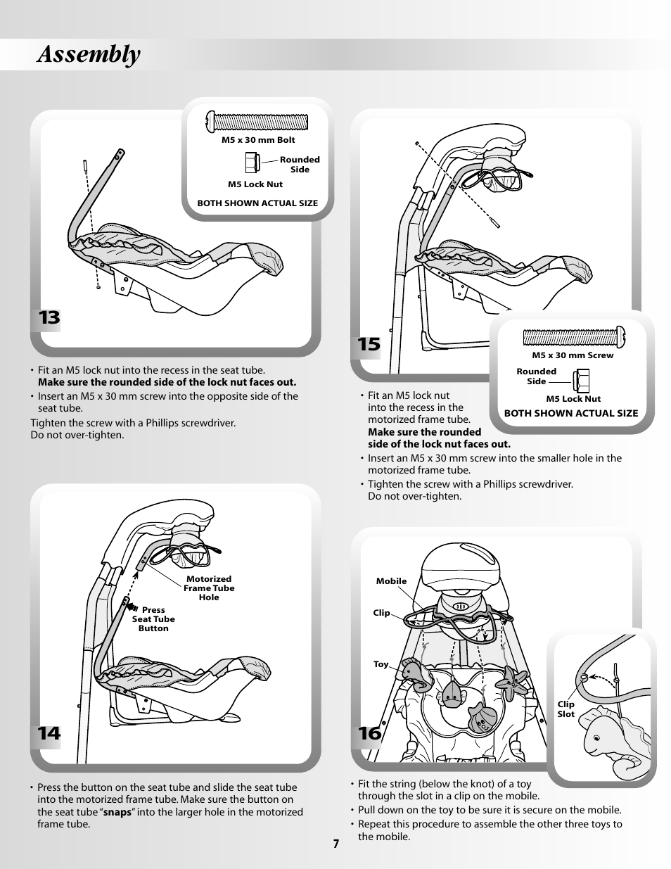 Assembly | Fisher-Price OCEAN WONDERSTM AQUARIUM CRADLE SWING 79667 User Manual | Page 7 / 12