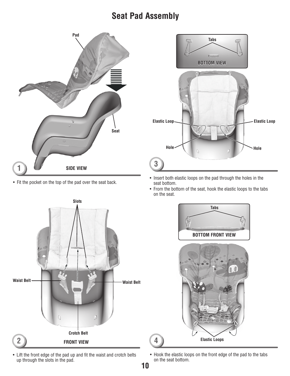 Seat pad assembly | Fisher-Price T3643 User Manual | Page 10 / 20