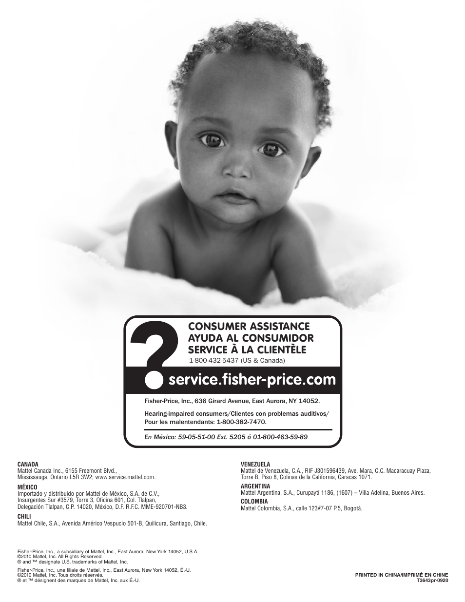 Us tech product instructions babygear instructions, Consumer assistance | Fisher-Price T3643 User Manual | Page 20 / 20