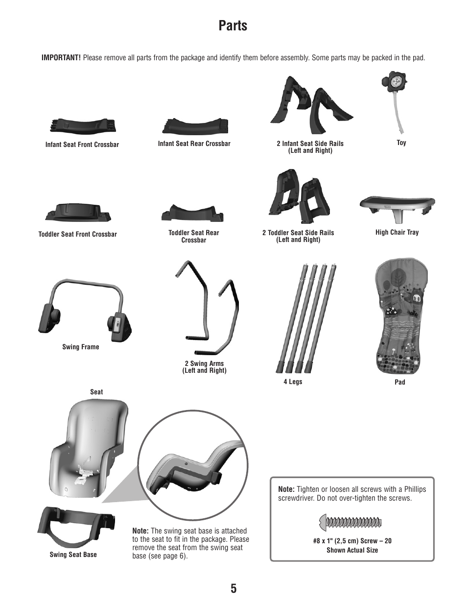 Parts | Fisher-Price T3643 User Manual | Page 5 / 20