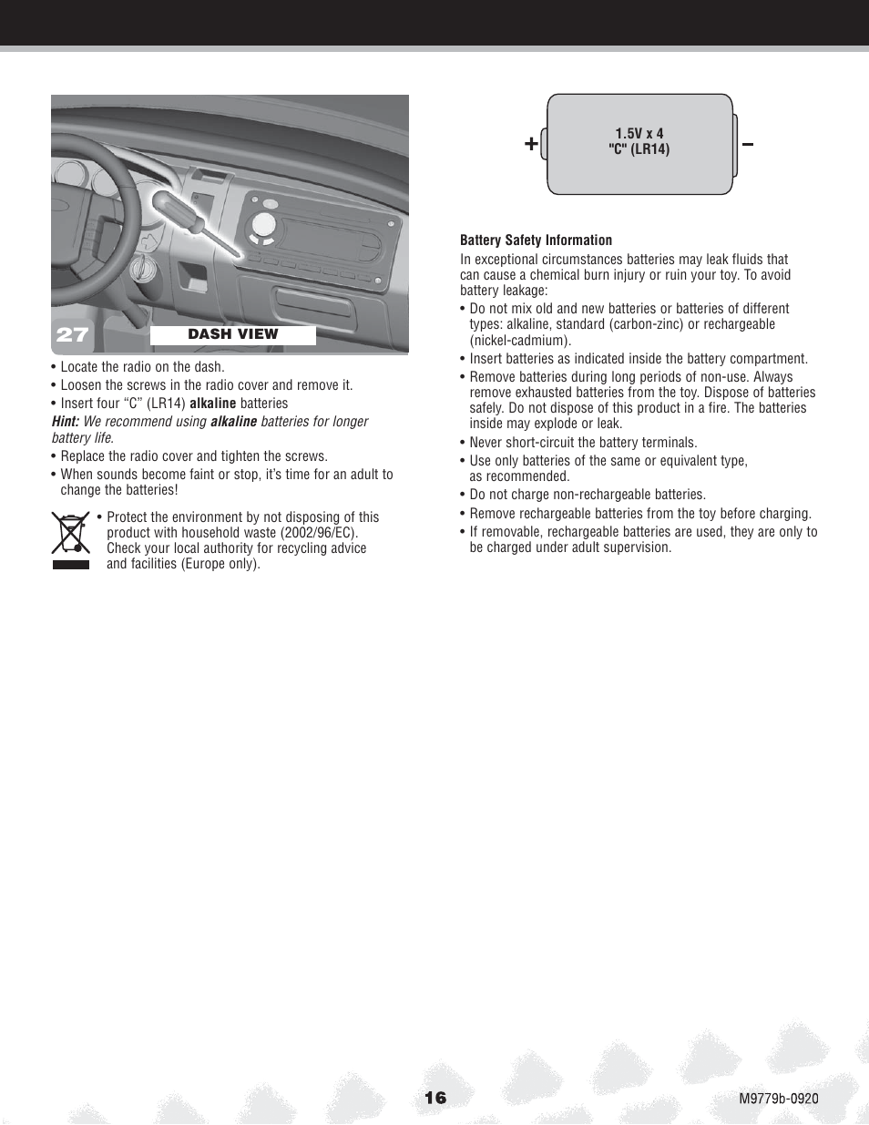 Fisher-Price M9779 User Manual | Page 16 / 28