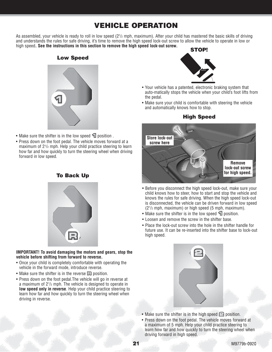 Vehicle operation | Fisher-Price M9779 User Manual | Page 21 / 28