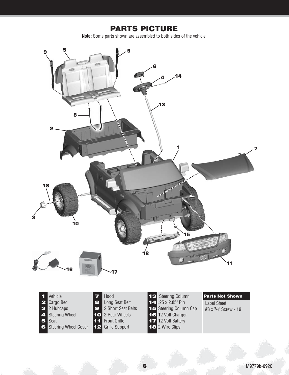 Parts picture | Fisher-Price M9779 User Manual | Page 6 / 28
