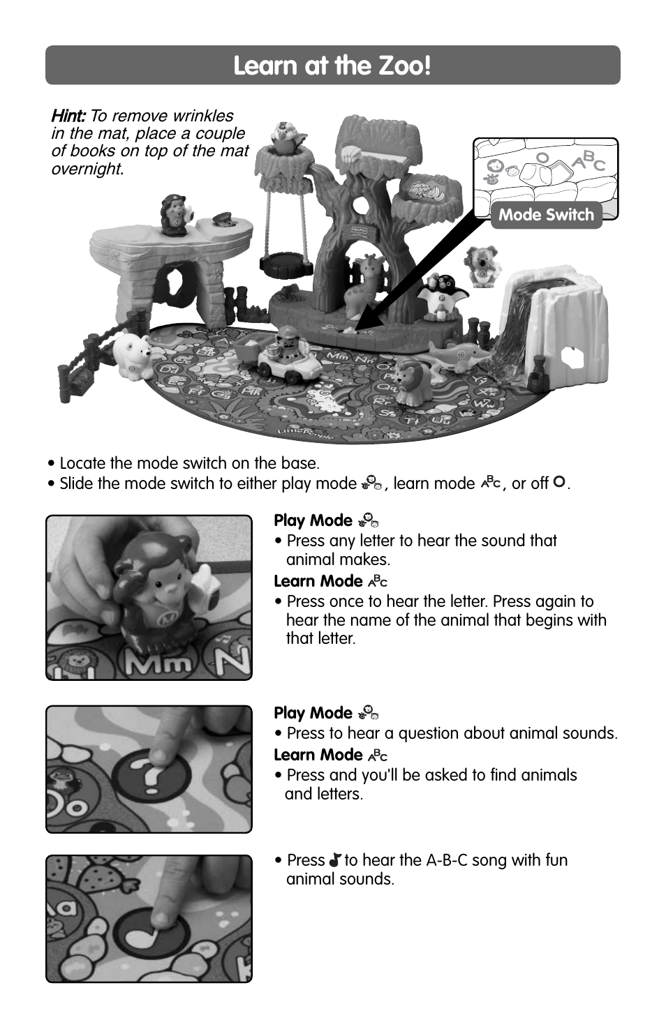 Learn at the zoo | Fisher-Price A TO Z LEARNING ZOO J0134 User Manual | Page 5 / 6