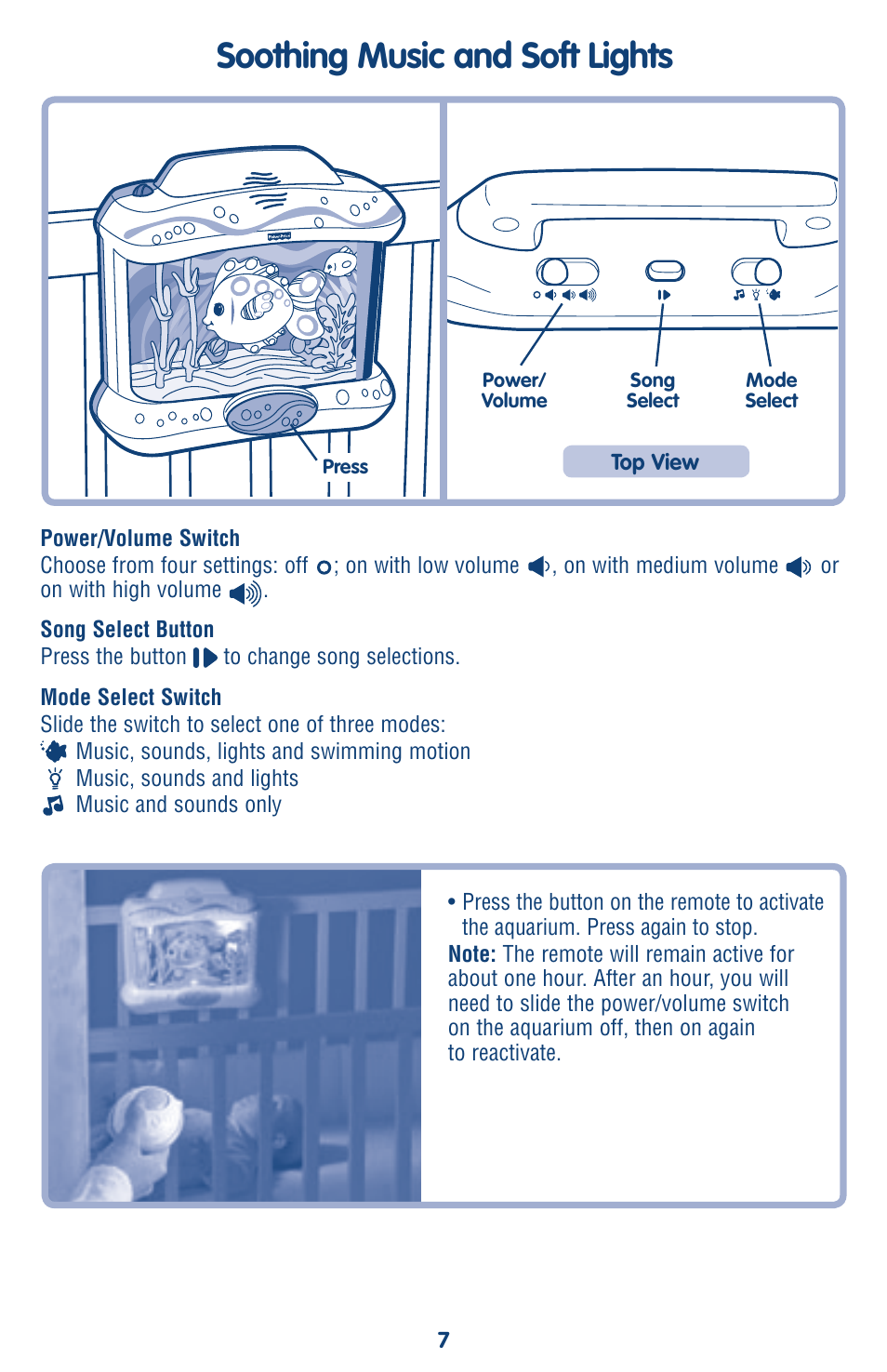 Soothing music and soft lights | Fisher-Price OCEAN WONDERS L6925 User Manual | Page 7 / 8