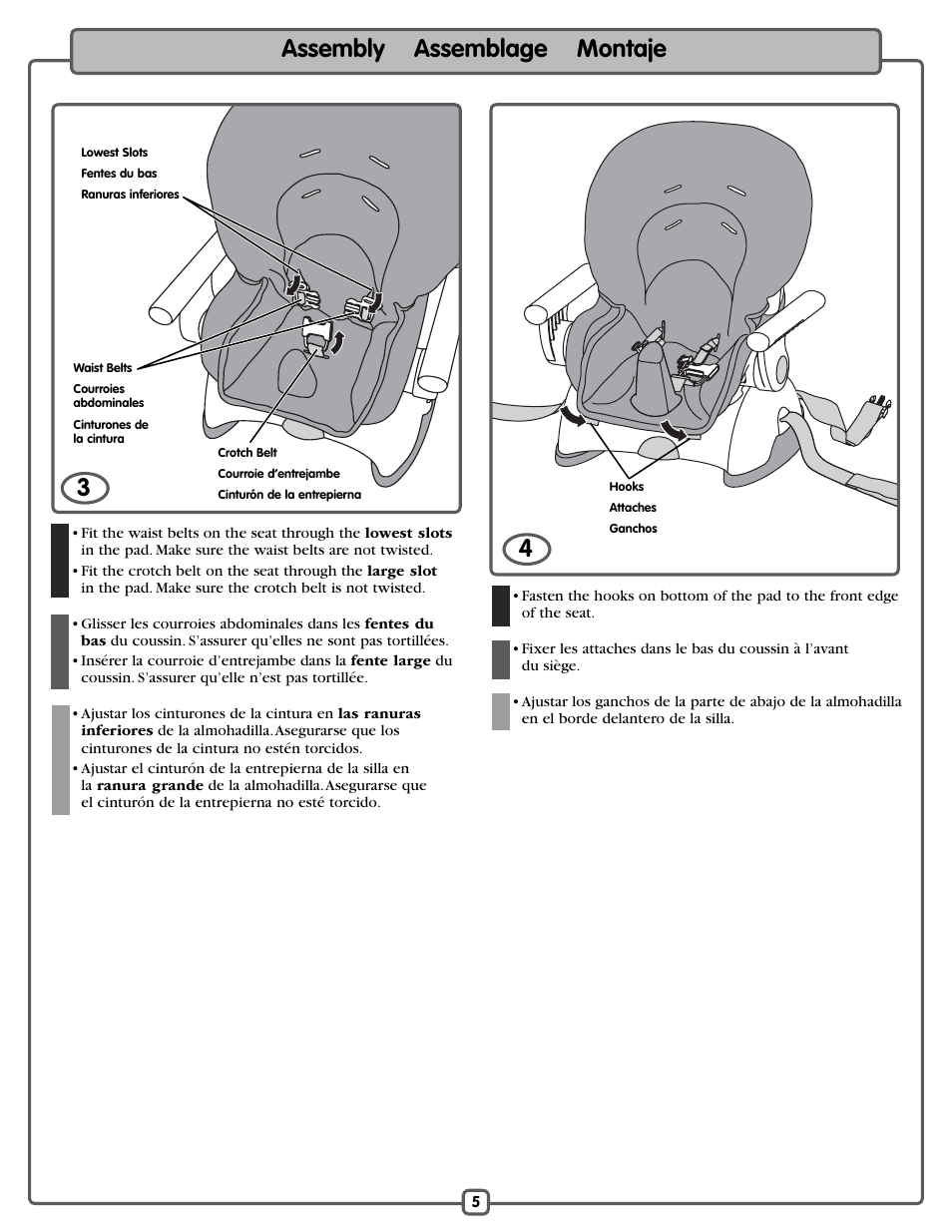 4assembly assemblage montaje | Fisher-Price J5933 H9499 L1907 M4794 User Manual | Page 5 / 20