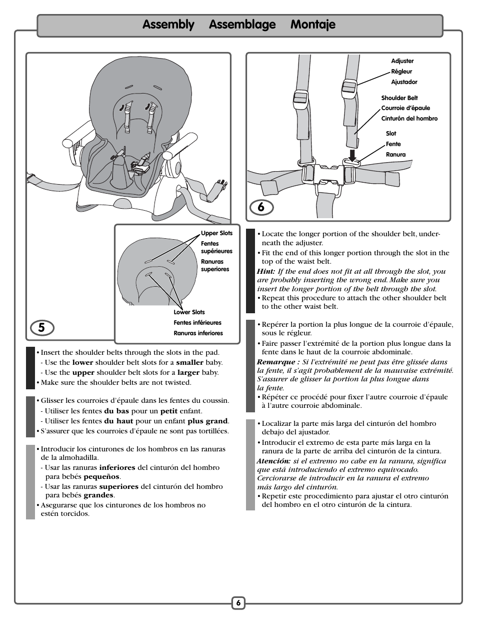 Assembly assemblage montaje | Fisher-Price J5933 H9499 L1907 M4794 User Manual | Page 6 / 20