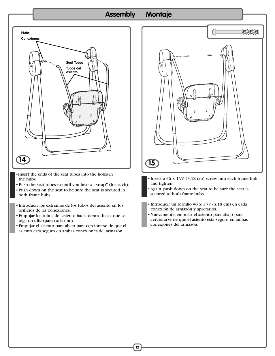 Assembly montaje | Fisher-Price L1154 User Manual | Page 12 / 24