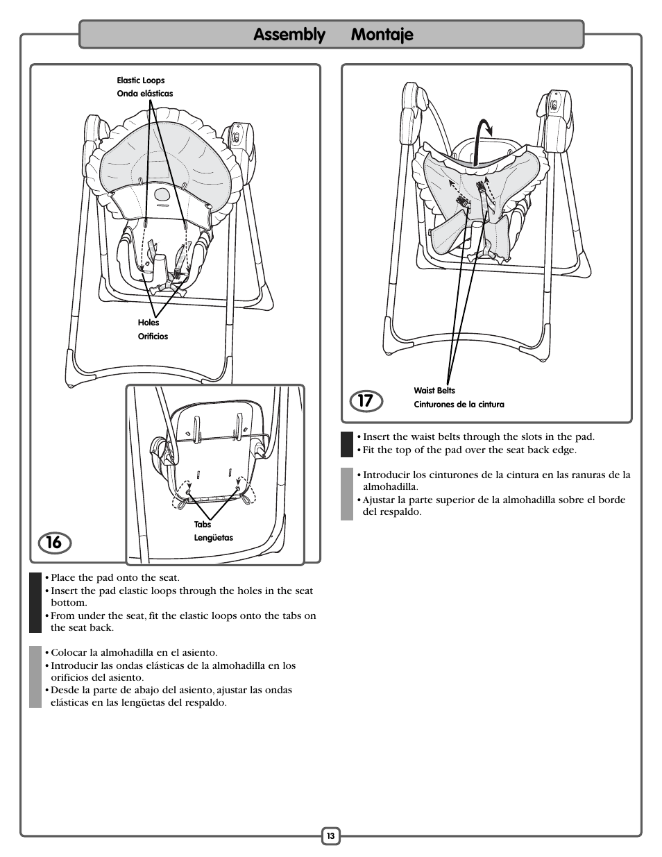 Assembly montaje | Fisher-Price L1154 User Manual | Page 13 / 24