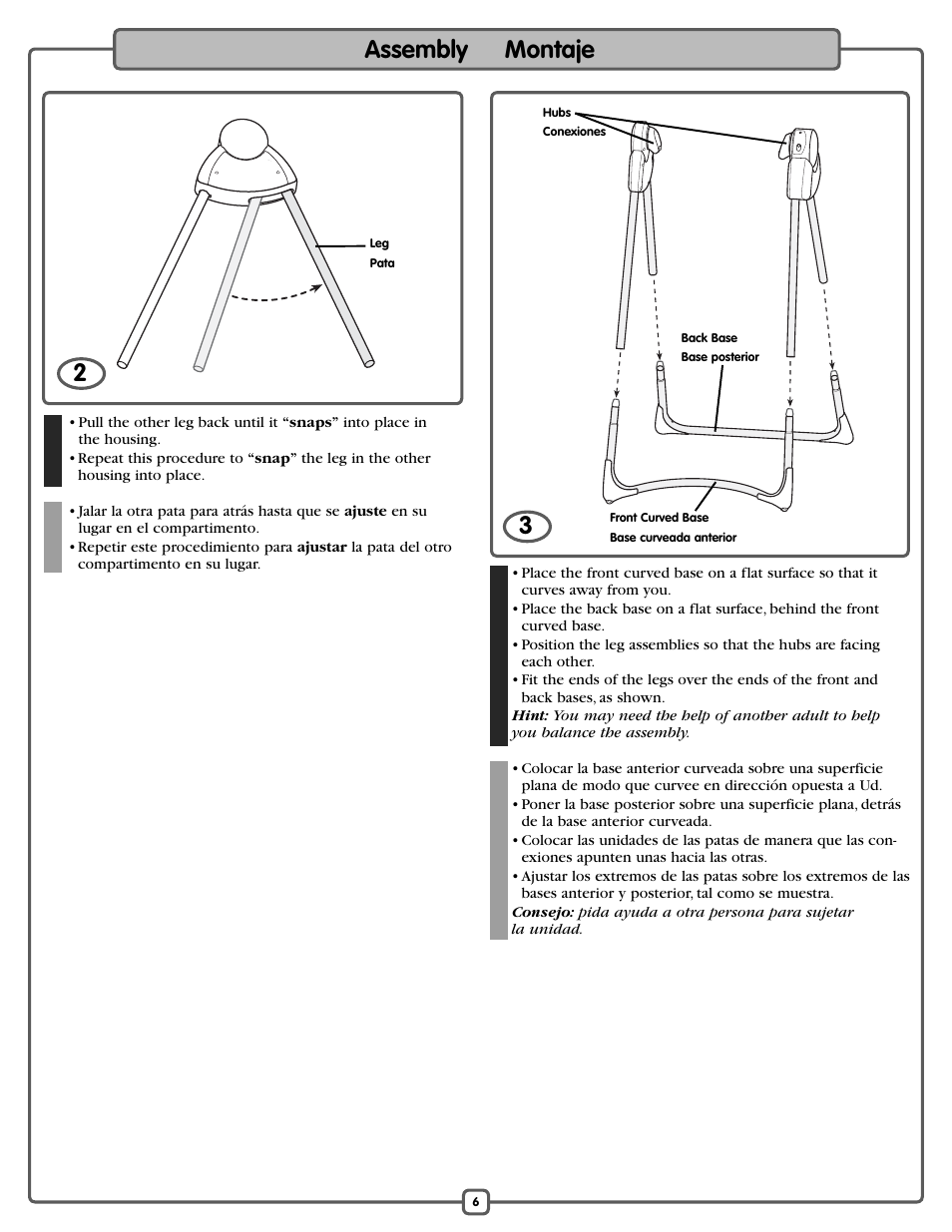 Assembly montaje | Fisher-Price L1154 User Manual | Page 6 / 24
