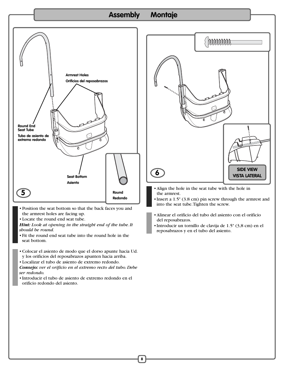 Assembly montaje | Fisher-Price L1154 User Manual | Page 8 / 24