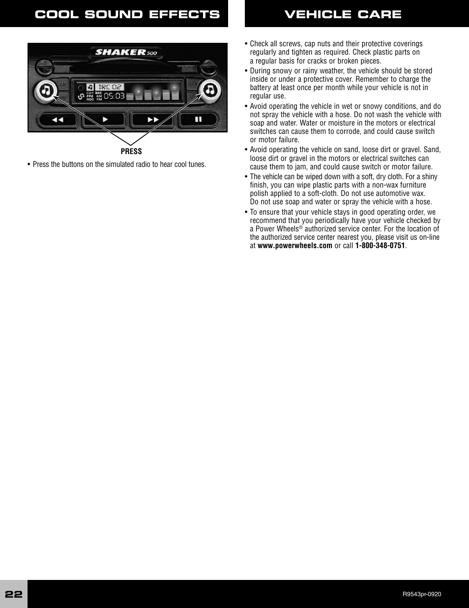 Vehicle care cool sound effects | Fisher-Price R9543 User Manual | Page 22 / 29