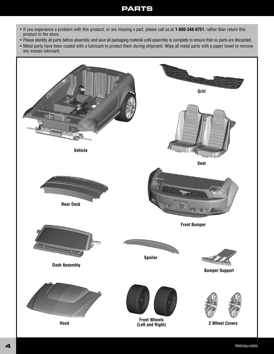 Parts | Fisher-Price R9543 User Manual | Page 4 / 29