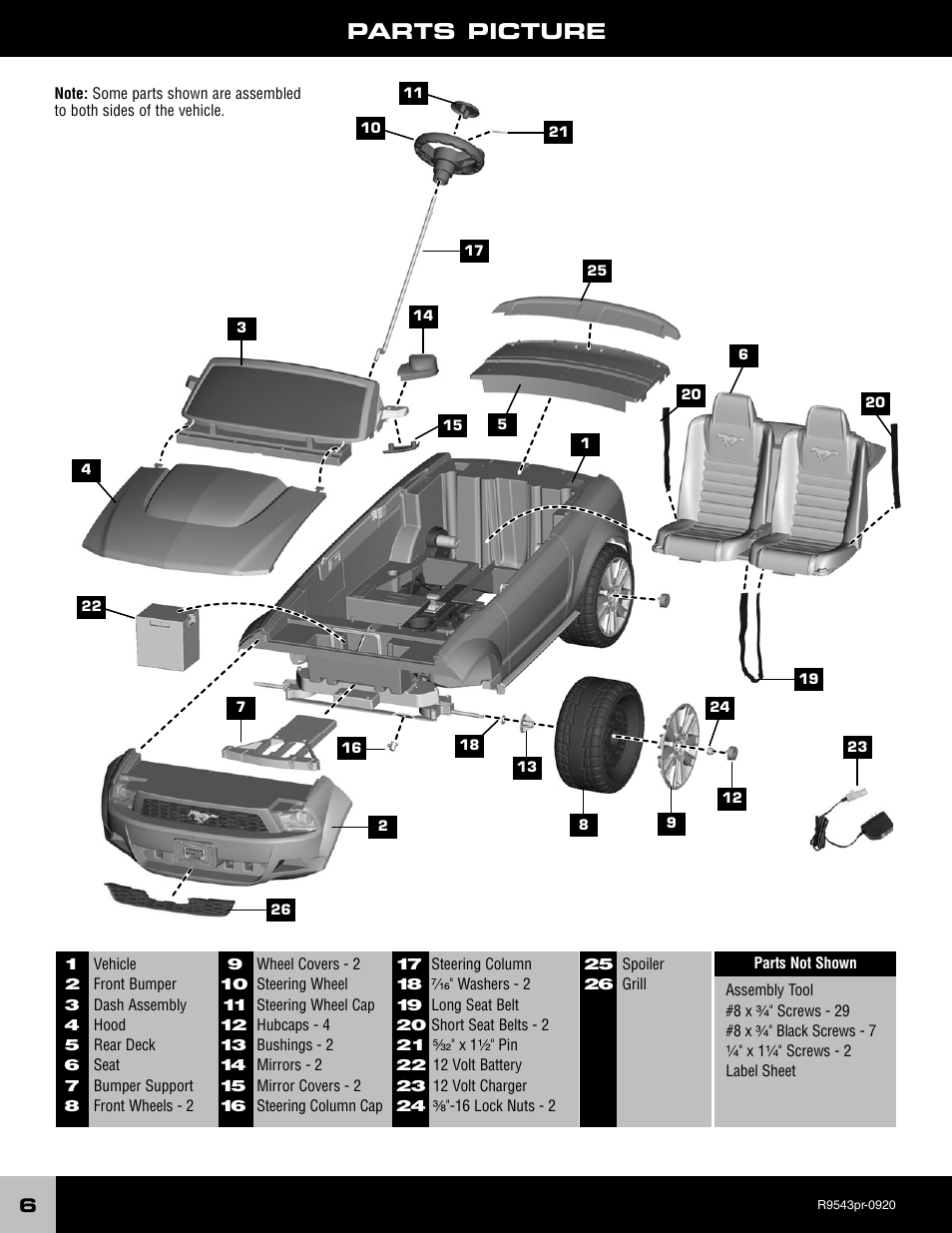 Parts picture | Fisher-Price R9543 User Manual | Page 6 / 29