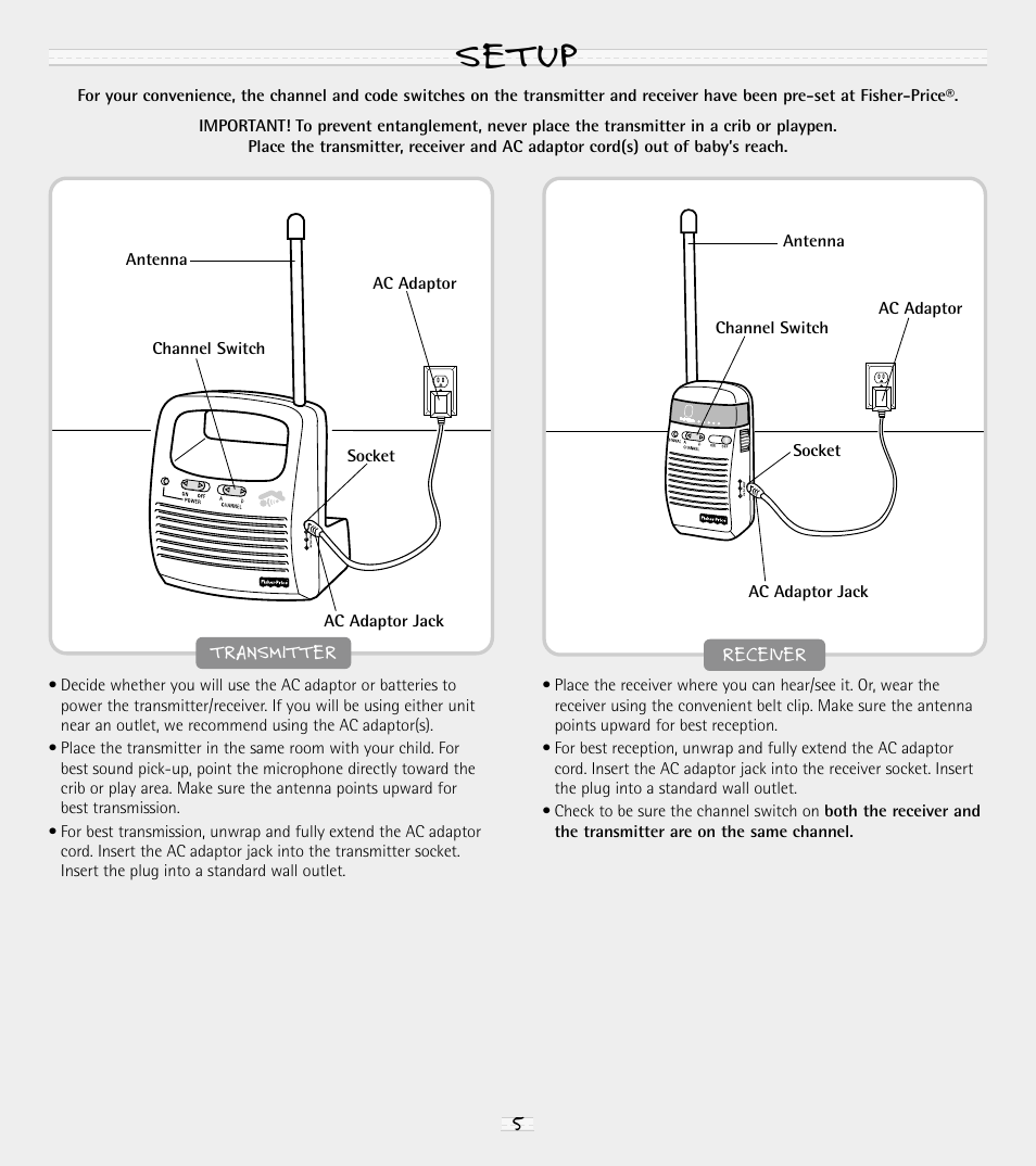 Setup | Fisher-Price 71592 User Manual | Page 5 / 12