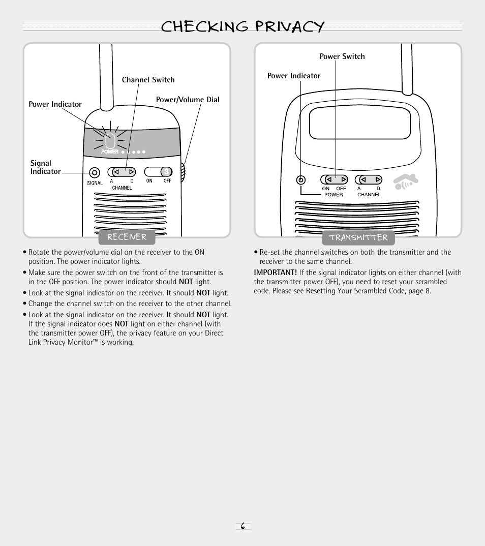 Checking privacy | Fisher-Price 71592 User Manual | Page 6 / 12