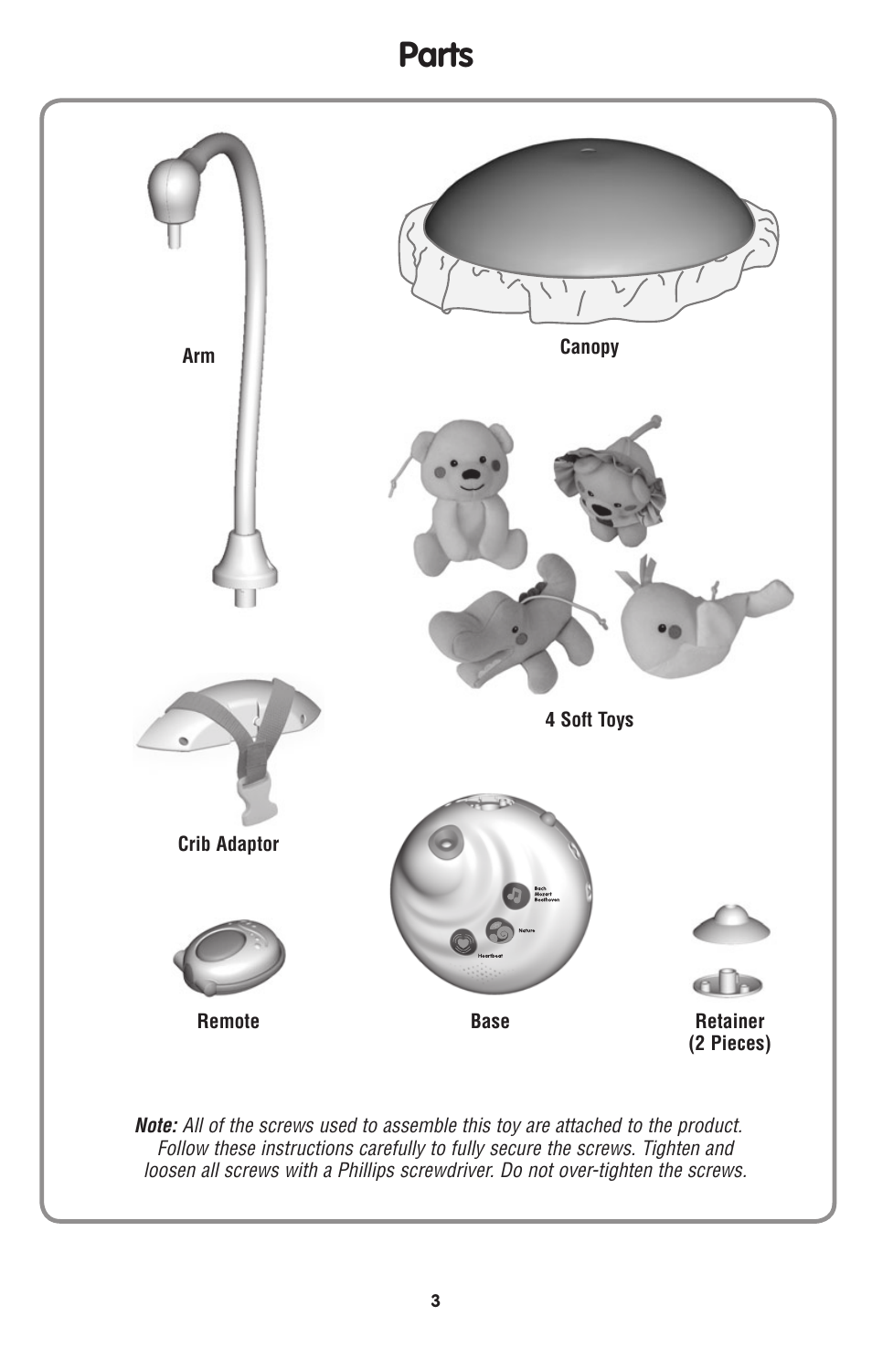 Parts | Fisher-Price N8849 User Manual | Page 3 / 12