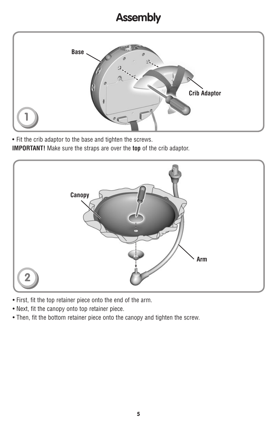 Assembly | Fisher-Price N8849 User Manual | Page 5 / 12