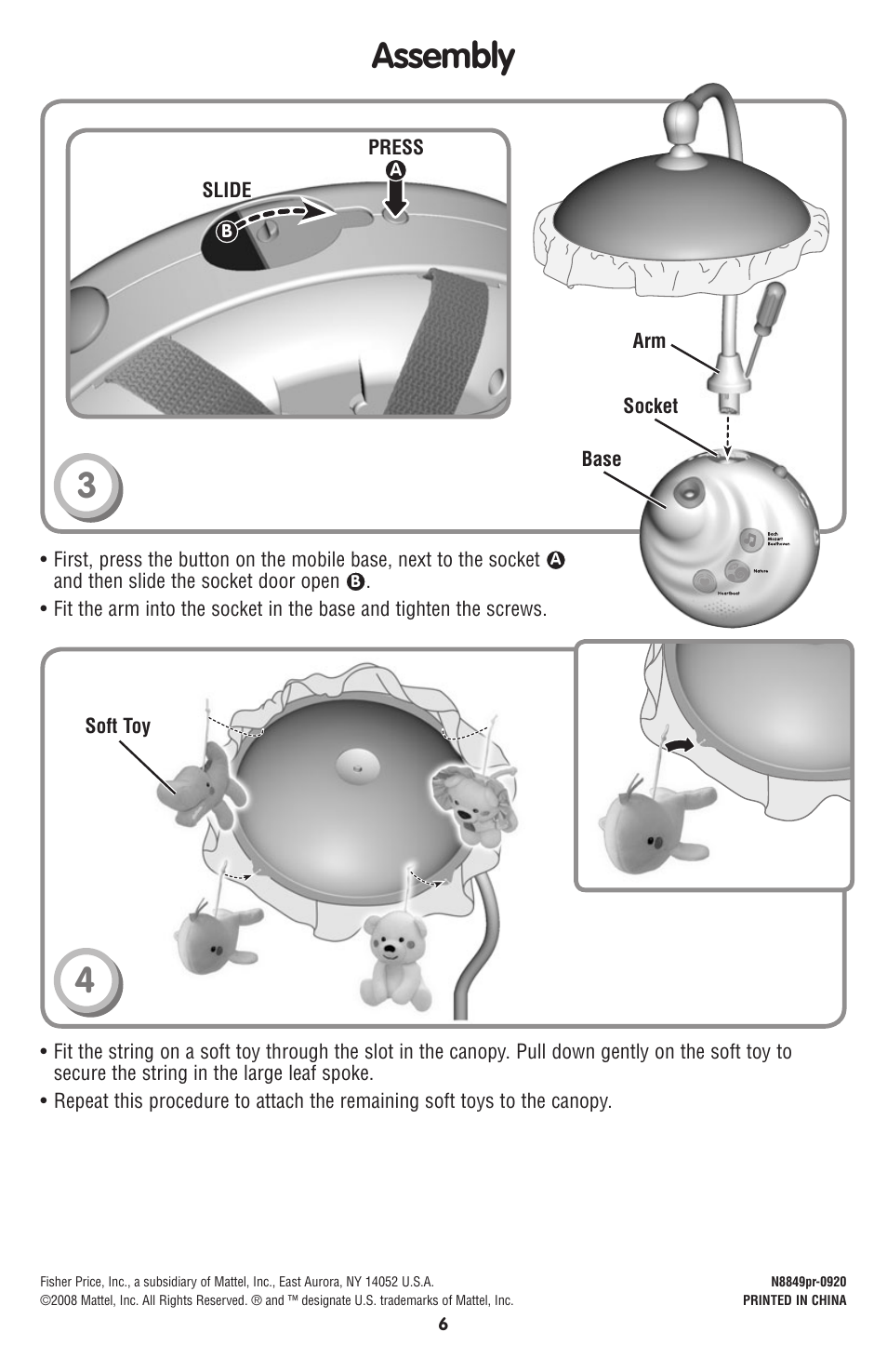 Assembly | Fisher-Price N8849 User Manual | Page 6 / 12