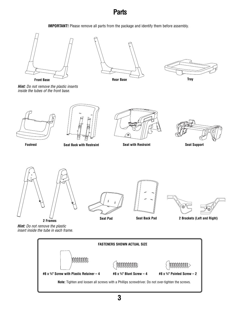 Parts | Fisher-Price T0250 User Manual | Page 3 / 16