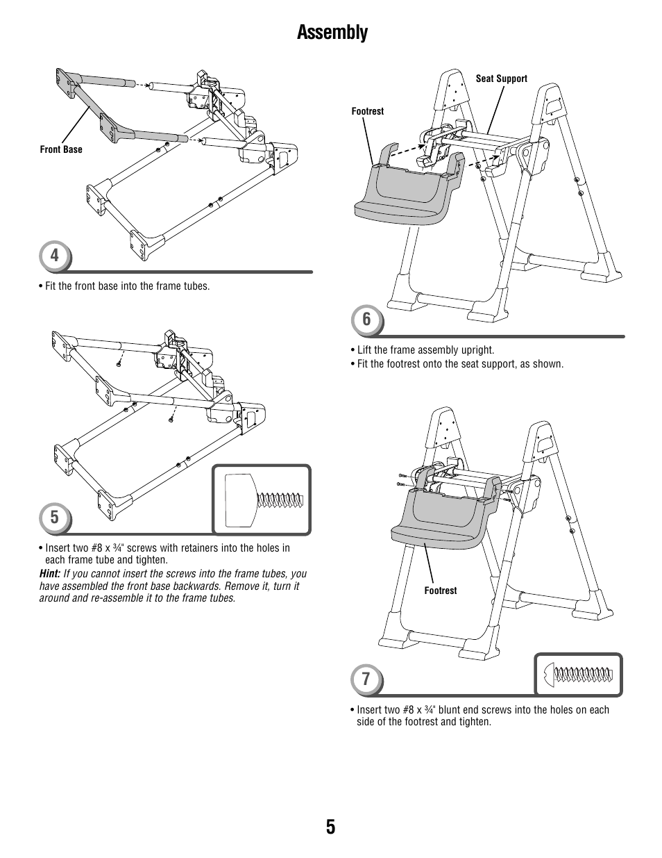 Assembly | Fisher-Price T0250 User Manual | Page 5 / 16