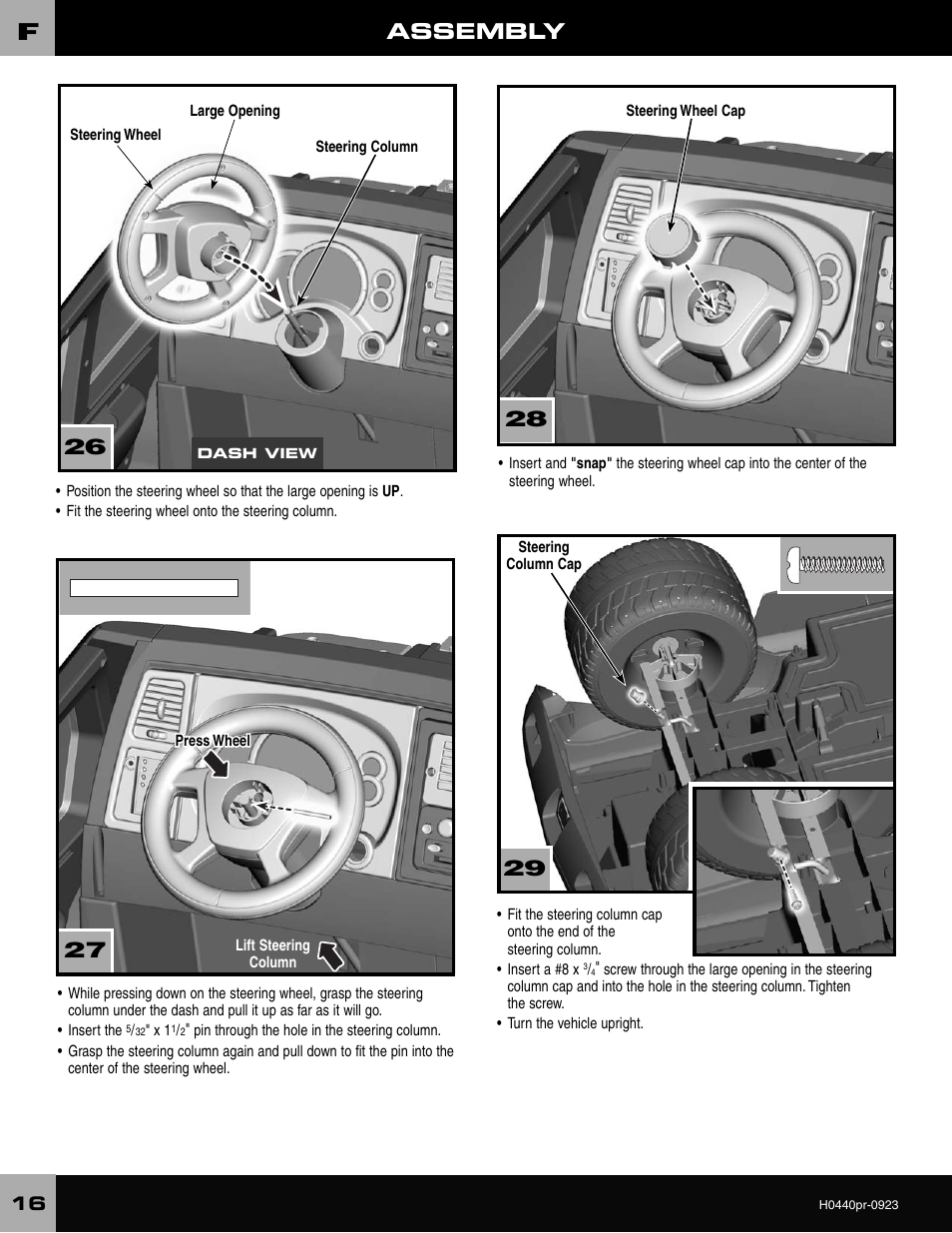 Assembly | Fisher-Price CADILLAC ESCALADE H0440 User Manual | Page 16 / 36